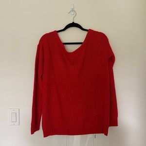 Missguided red off the shoulder knit sweater